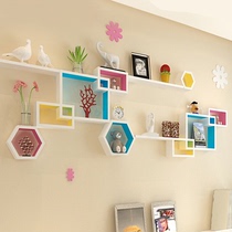 Wall shelf living room bedroom dining room TV background wall wall mounted creative Plaid wall cabinet wall cabinet decoration