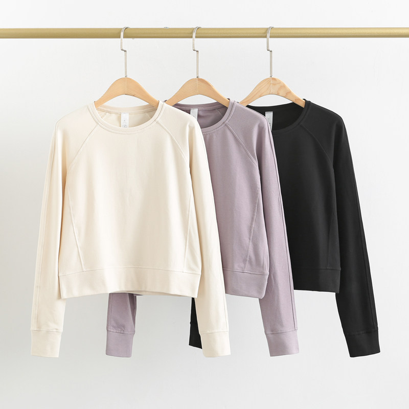 lulu original sweatpants thick cotton T women's autumn and winter training pullovers running tops fitness clothes loose yoga clothes long sleeves