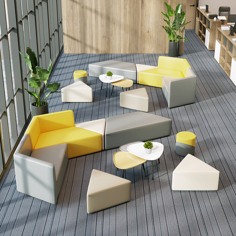 Creative Trapezoidal Sofa for the Lobby, Reception Waiting Area for Sales Offices and 4S Stores, Uniquely Shaped Sofa for Training Institutions and Offices