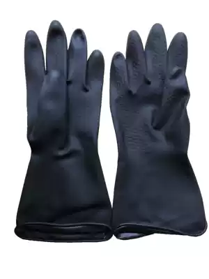 Double one brand 1014 black industrial rubber gloves, anti-chemical, wear-resistant, low concentration acid-alkali protective gloves