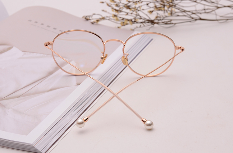 Thời trang riêng tùy chỉnh thanh lịch tinh tế ngọc trai phẳng gương bức xạ nữ kính khung kính máy tính thủy triều kính cận đẹp
