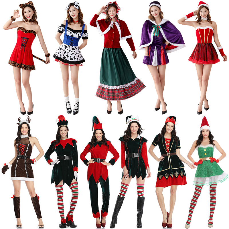 Christmas clothes adult Christmas dress green parent-child male grandfather performs suit role-playing suit