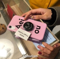 (Spot) Aeiou Korean Strawberry Milk French Simple Pink Half Pack Apple Phone Case