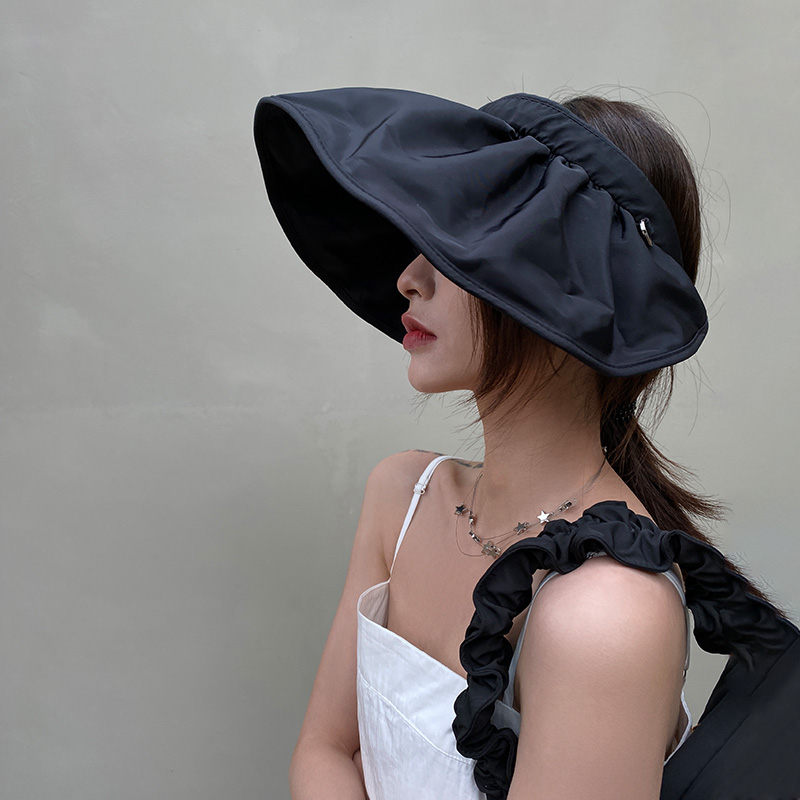 Passable Fold Empty Top Hat Woman Summer Han Edition Tide 100 lap breathable big hat Anti UV shading face sunscreen