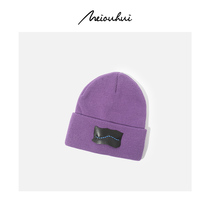 Japanese thin knitted wool cap embroidery patch niche ins Net red Korean version of Joker elastic bag hat female