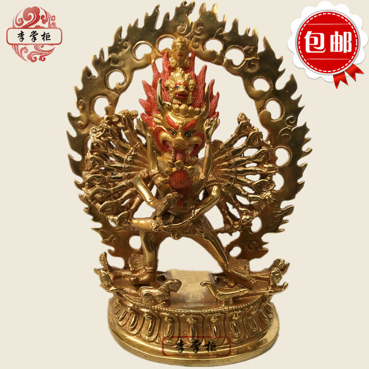 Pure copper buddha Nepal Tantric Tibetan transmission seven-inch Vide Vajra hair care full gilt painted can be installed in Tibet