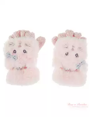 (Domestic spot) Monsoon British girl girl cute plush cat warm gloves