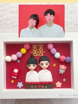 Valentines Day Couples Birthday Wedding Gifts Custom Soft Pottery Photo Frame Pendulum Table Handmade People Puppet Gift