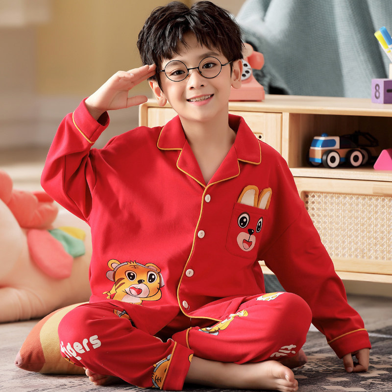 Tiger Year Chinese New Year's Life Great Red Boy Sleeping Spring Autumn Season Pure Cotton Boy, CUHK Scout Family Guy Children