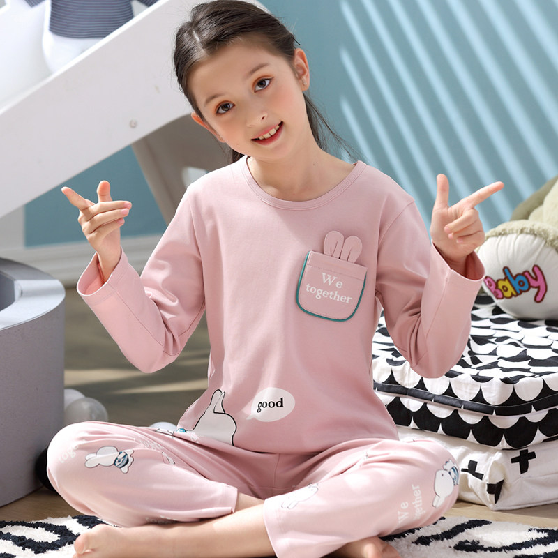 Children's pyjamas girls Long sleeves Spring autumn style pure cotton winter girls CUHK child princess baby full cotton home clothes