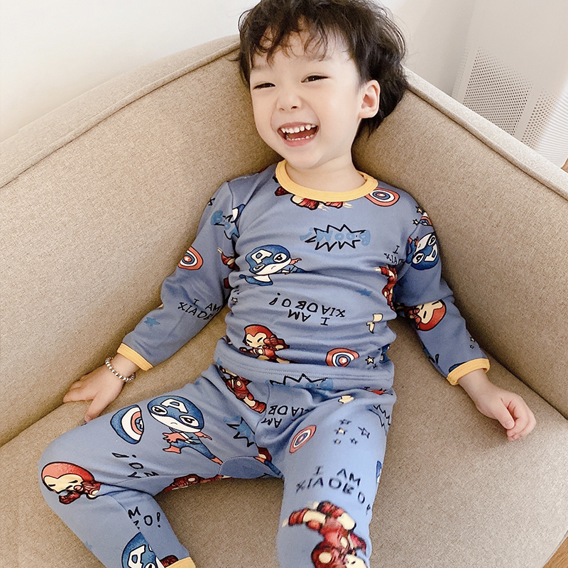 Children Warm Underwear Suit Gushed Boy Autumn Clothes Sanitary Pants Thickened Cartoon Winter Baby Warm Clothes Sleeping Woman