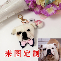 Key chain ring bag hanging wool felt custom simulation pet small animal hanging decoration pit bull dog new products