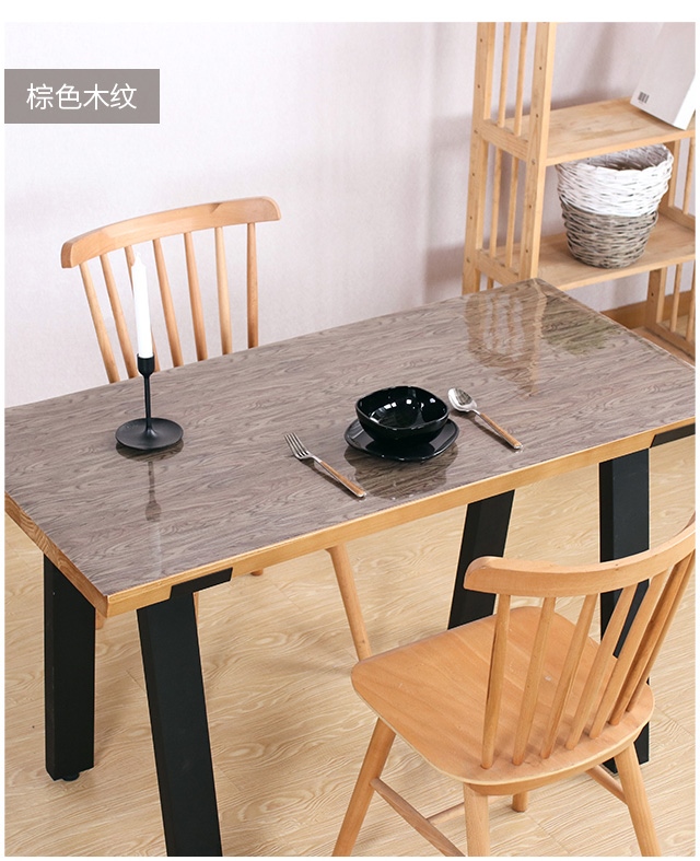 PVC mềm pha lê tấm kính mat bảng retro giả gỗ khăn trải bàn màu đỏ ròng ins nước Bắc Âu và dầu chống bỏng - Khăn trải bàn mẫu khăn trải bàn ăn đẹp