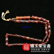 Qing Dynasty Tibetan agate tube bead bracelet Tang tube bracelet bamboo wine red agate bead string accessories necklace old beads
