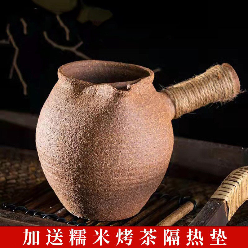 Handmade Yunnan coarse pottery side to cook tea pot Tuo Gong Road cup cooking teapot pot tea cooking tea cooking tea oven Baking Tea Furnace Suit