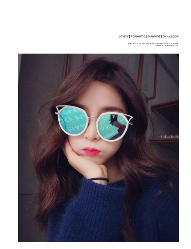 Korea Net Red Harajuku với kính râm nữ retro khung kim loại nhỏ tươi dễ thương tai mèo kính mát nữ kính mát nam