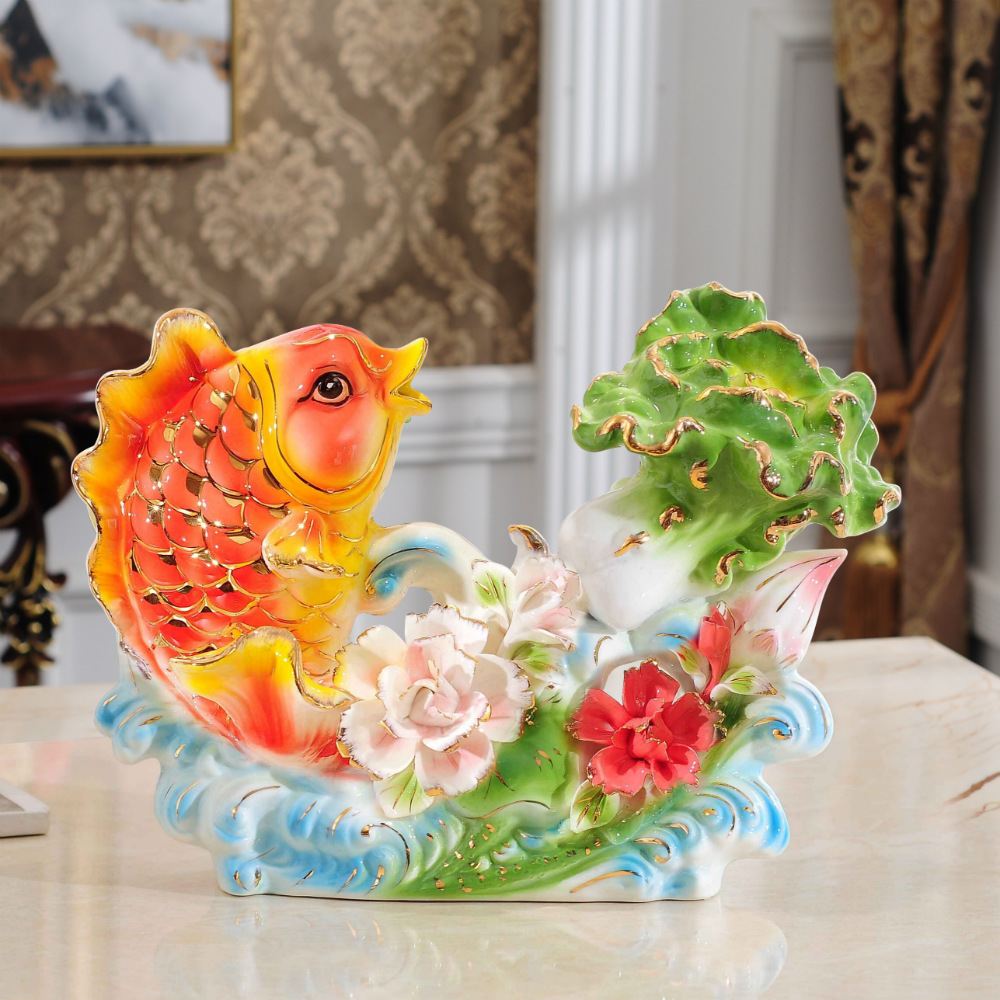 Fish ornaments, cabbage, ceramics, home decorations, living room, wedding gifts, TV cabinets, wine cabinets, creative decorations, crafts, gifts, decorations