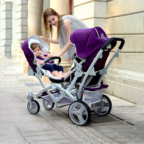 Складная коляска для близнецов с сидением для двоих, можно сидеть и лежать