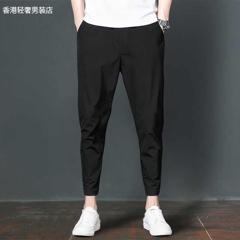 90% Pants Men's Summer Thin Korean version Body Fashion Trends Small Footed Men Sports Pants Casual 100 hitch Hitchen pants