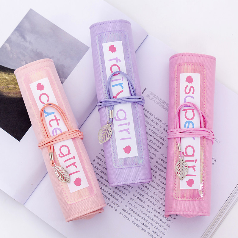 Junior high school students men and women simple multi-functional roller shutter large-capacity stationery box canvas creative small fresh pencil case pencil case