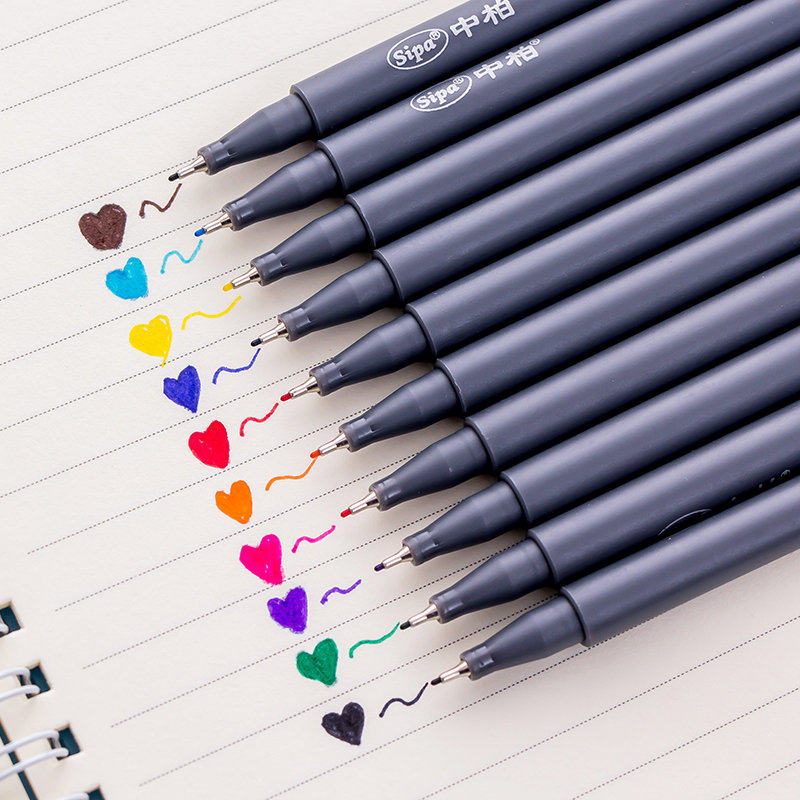 South Korean minimalist extremely fine colored hooking pen sketching pen 0 38mm fiber pen head watercolor pen 10 color cover box