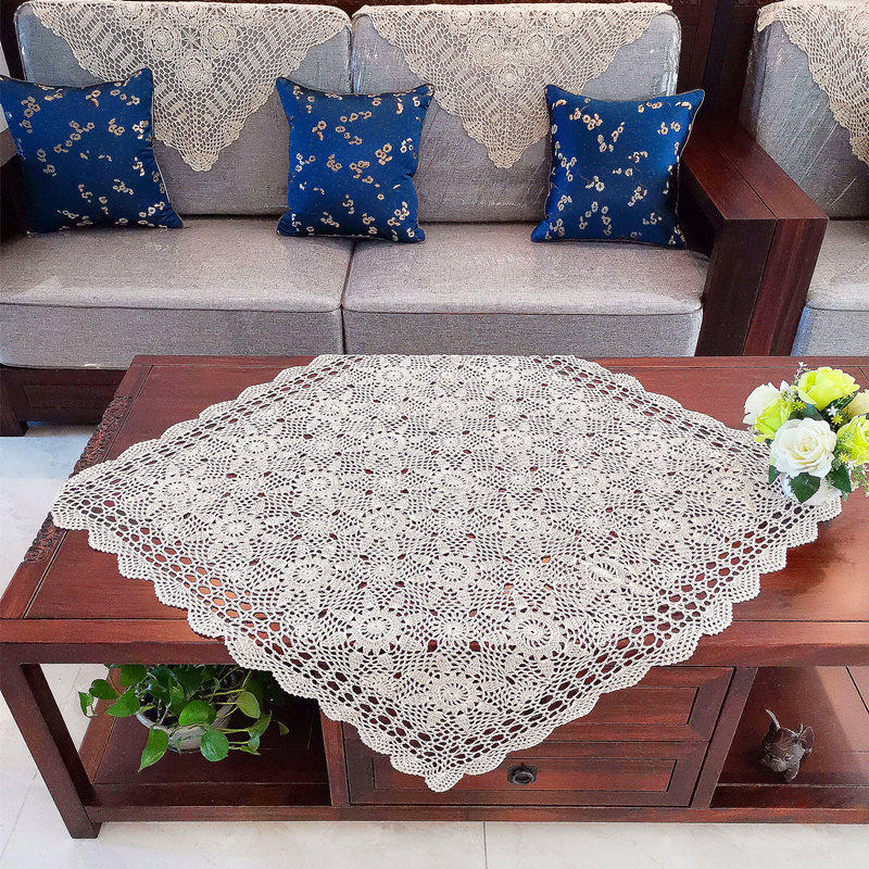 Ruyi Pure Handmade New Crochet Hook Flower Sofa Towel Pure Cotton Woven Hollowed-out Cloth Art Table Cloth Cover Towels TV cover