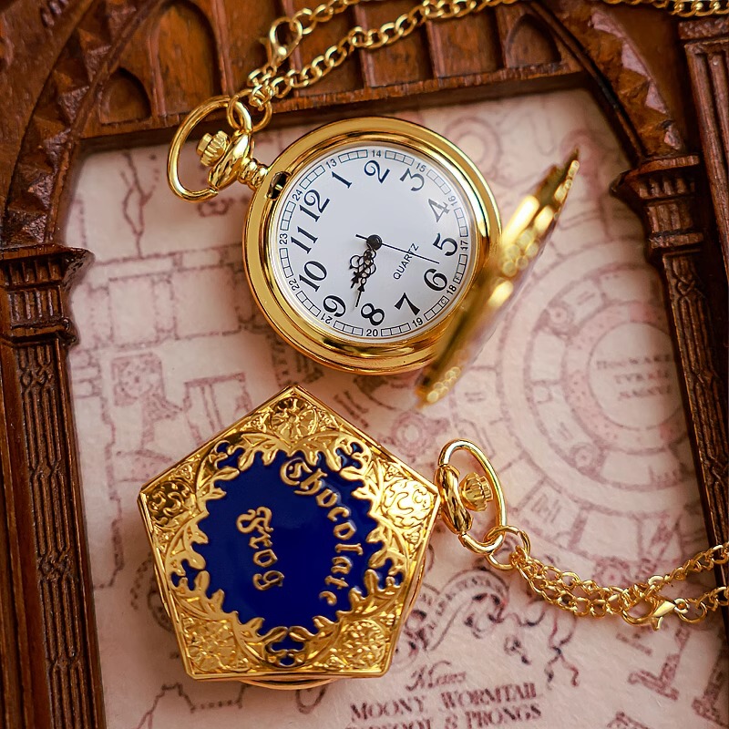 Authentic Harry Potter Merchandise: Chocolate Frog Pocket Watch, Golden Snitch Watch Pendant, Student Gift, Hogwarts