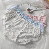 Panties Girl Pure Cotton Cute Day Department Small Strawberry Plaid Girl Full Cotton Low Waist Breathable Triangle Pants Woman