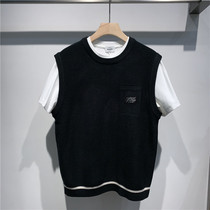 Autumn new mens sweater knitted vest Korean trend sleeveless waistcoat youth casual round neck cardigan