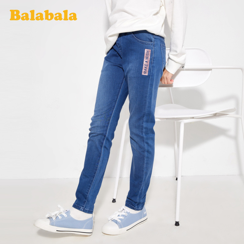 Quần Balabala cô gái Jeans trẻ em 2020 mới mùa xuân dress Medium Trẻ em ăn mặc Elastic Casual thời trang.