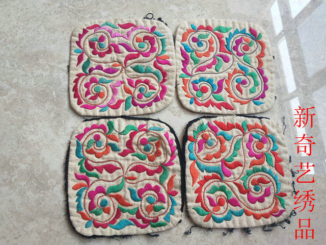 The old embroidered sheet Miao ethnic handmade embroidery piece minority handmade embroidery work art gift pendulum decoration flat embroidered embroidery sheet T2819