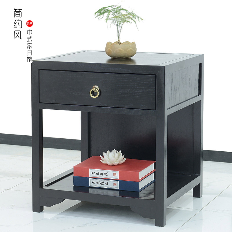 New Chinese solid wood bed head cabinet minimalist modern containing lockers Sub-cabinet Furniture Customizable White Wax Wood