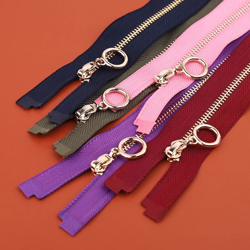 No. 3 Metal Single-Head Open-End Zipper 70cm for Jackets, Gold Circle Head, Thin down Jacket Clothing Placket