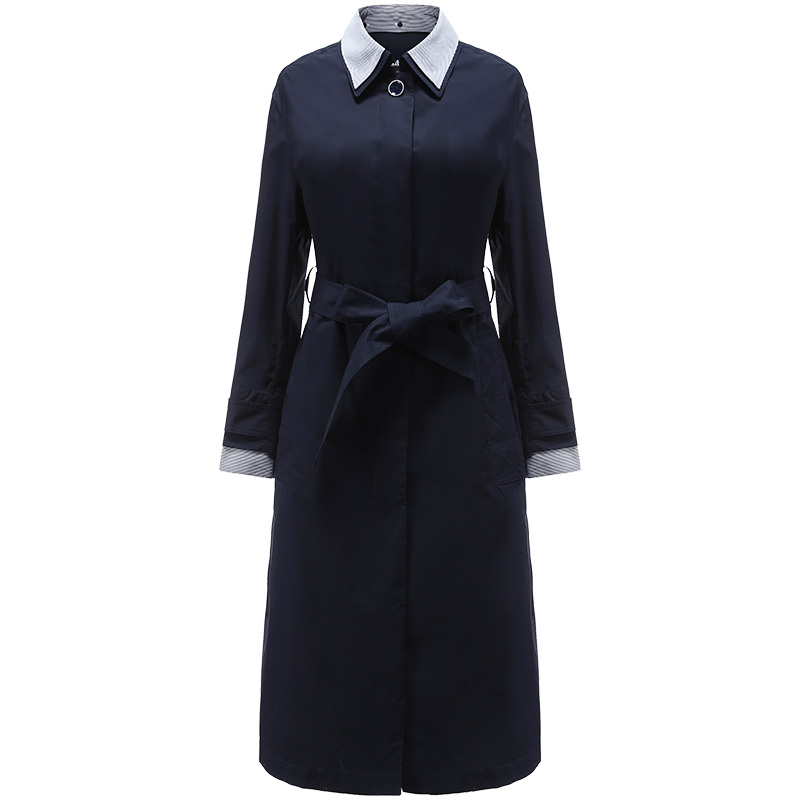 MIAMIA Official Flagship cửa hàng 2020 mùa xuân bông Navy dài áo gió Coat phụ nữ 8BC049H