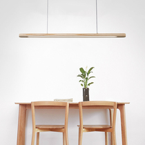 Wood Nordic chandelier restaurant Japanese lamps black walnut white ash wood long strip modern simple study minimalist