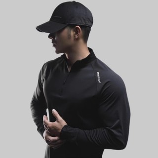 Sports t-shirt fitness long-sleeved men's outer sweatshirt half-zip american running spring and autumn muscle training cycling clothing