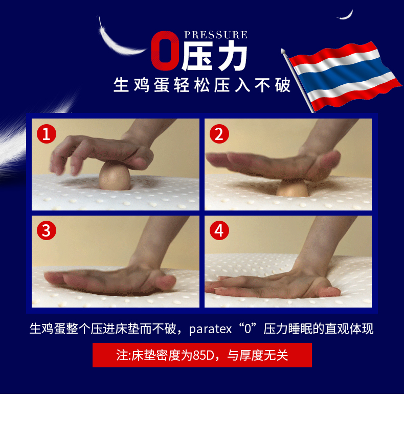 PARATEX Nệm cao su Thái Lan nhập khẩu gốc nệm nệm cao su thiên nhiên nệm tùy chỉnh - Nệm đệm lò xo hanvico