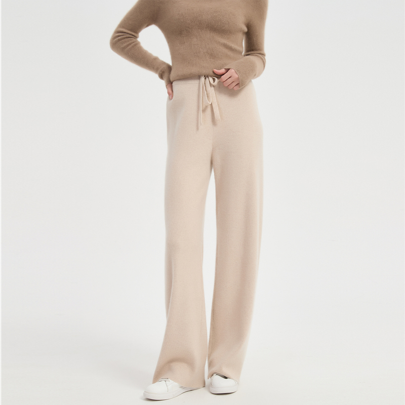 Cashmere Wide-Leg Pants for Women, Autumn and Winter, High-Waisted, Slimming, Loose, Thickened, Casual Floor-Length Pants, Knitted Wool Pants for Women, Suitable for Outerwear Cashmere Wide-Leg Pants for Women, Autumn and Winter, High-Waisted, Slimming, Loose, Thickened, Casual Floor-Length Pants, Knitted Wool Pants for Women, Suitable for Outerwear