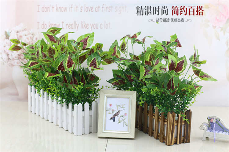 Set Decoration hoa giả hàng rào gỗ nhà máy mô phỏng và màu xanh lá cây thì là trang trí phòng khách cửa sổ Nhà hàng quán ăn giả nở lá giả trang trí