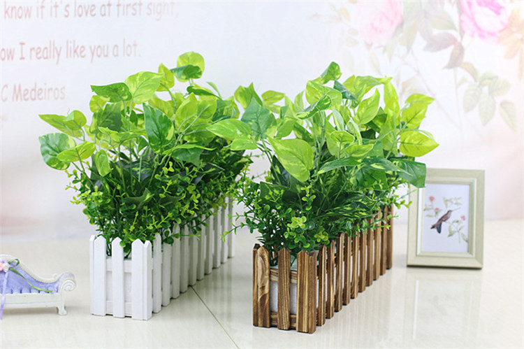 Set Decoration hoa giả hàng rào gỗ nhà máy mô phỏng và màu xanh lá cây thì là trang trí phòng khách cửa sổ Nhà hàng quán ăn giả nở lá giả trang trí