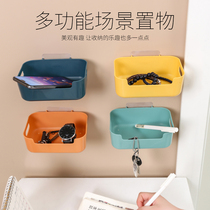 Wall-mounted Perforated Bathroom Wall Wash Rack Cabinet Multifunction Plastic Containing Box Kitchen Home Shelve