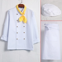 Белый лонгслив, шейный платок, фартук, берет