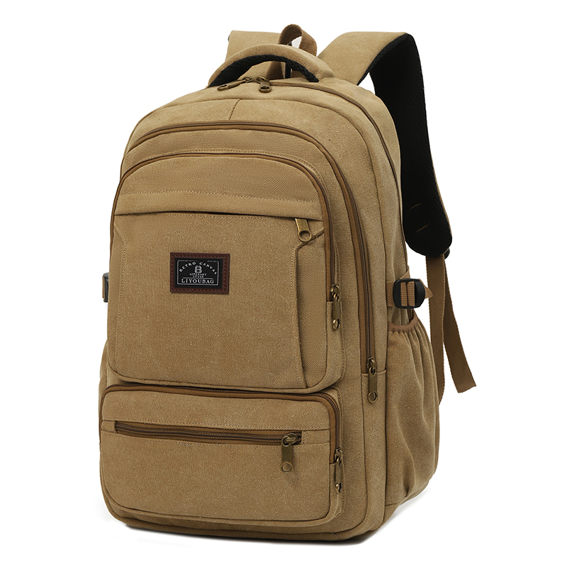 Large-Capacity Canvas Backpack for College Students with Multiple Pockets, Wear-Resistant Travel Luggage Canvas Backpack, 16inch Computer Bag