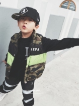 bape jap childrens clothing autumn and winter boys and girls camouflage stitching white duck big duvet vest jacket