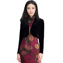 Chinese classic all-in-one cheongsam small shawl 2021 autumn and winter new short cardigan short jacket velvet cheongsam outer match