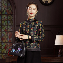 Chinese classic clip cotton qipao blouse blouse with full open flap thickened Chinese style tea art clothes Tangclothing womens winter cotton padded jacket