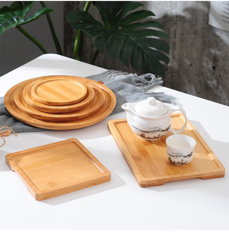 Khay gỗ Nhật Bản hình chữ nhật Tấm gỗ gia dụng Tấm tròn Tấm bánh mì bằng gỗ Tấm trái cây Tấm ăn tối - Tấm khay bánh kẹo gỗ
