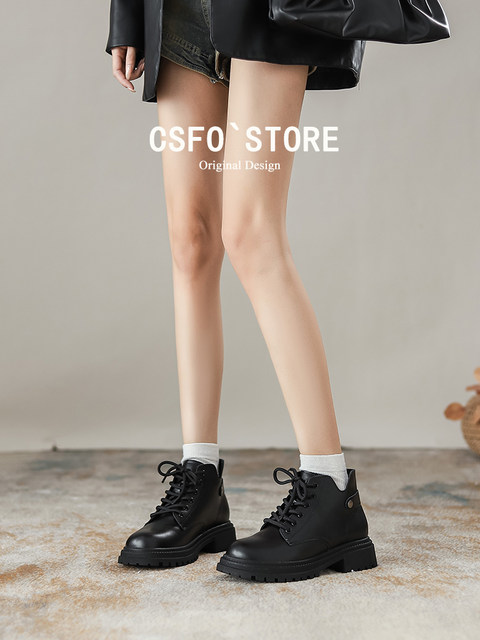 Full leather Martin boots for women 2024 new autumn and winter ankle boots for women's boots thick sole British style white short boots