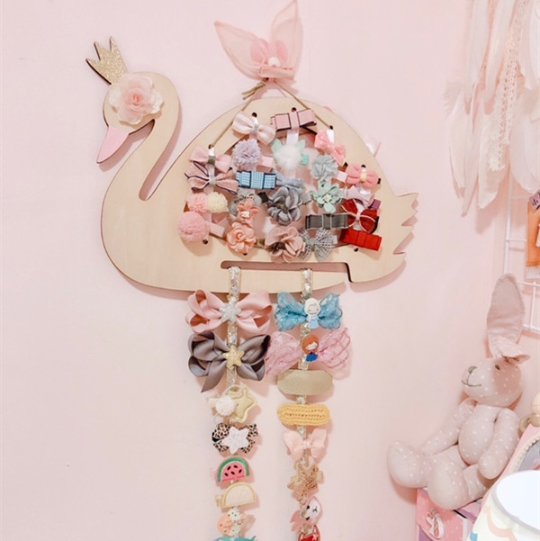 Nordic in children's room template walls decorated swan wall hanging hair ring hair clamp container shelf