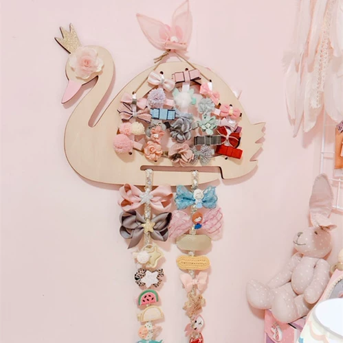 Брендовое детское настенное крепление, лебедь, повязка на голову, заколка для волос, коробка для хранения
